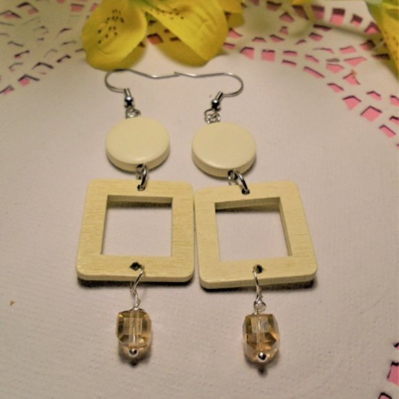 NWOT 2/$10 - Handmade environmentally friendly painted wood dangle earrings - Picture 2 of 4